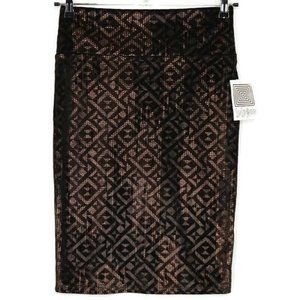 LuLaRoe Cassie Elegant Pencil Skirt‎ Black Copper Bronze Velvet S Small
